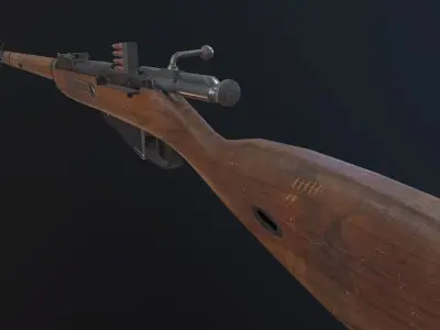 Soviet Mosin-Nagant M38 Low-poly 3D model