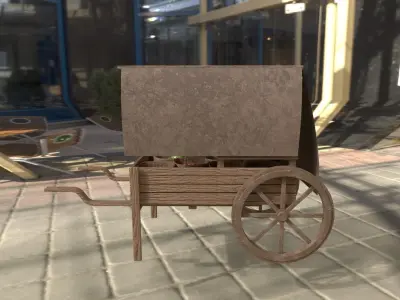 Medieval fruit cart Low-poly 3D model