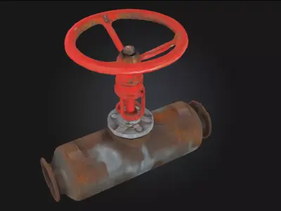 Rusty Red Valve Weathered Industrial 3D model