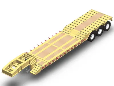 Low bed extensible semi trailer Free 3D model
