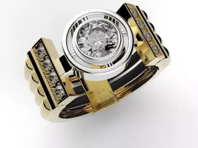 Ring with gems 3D print model get