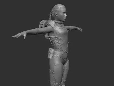Sci-fi Female soldier sculpt 3D model