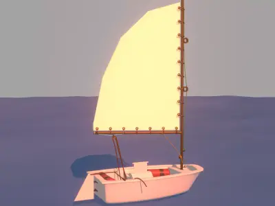 Dinghy 3d sailboat Low-poly 3D model