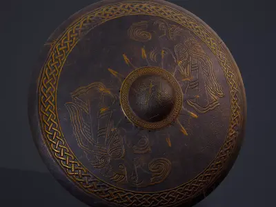 Viking Sun Shield Low-poly 3D model