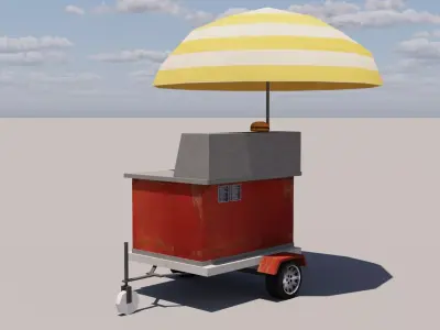 Hot dog Stand burger Low-poly 3D model