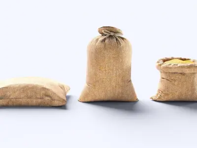 Burlap Sacks Pack Low-poly 3D model