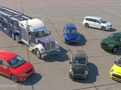 Truck with Car Carrier 3D model