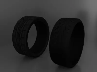 Generic Car Wheels Tire 3D Models Low and High Poly Low-poly 3D model
