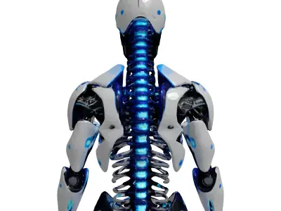 Cybernetic Spine with Blue Nodes 3D model