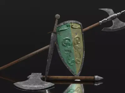 Medieval fantasy Weapons Low-poly 3D model