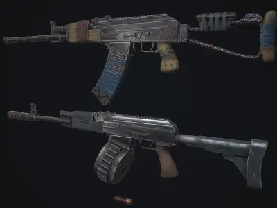 Saiga two weapons Low-poly 3D model