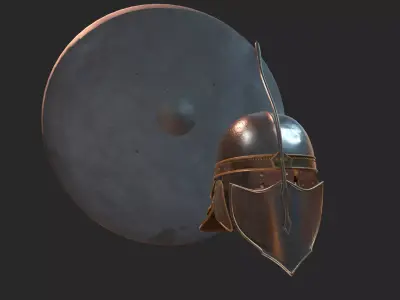 Unsullied helmet and shield Low-poly 3D model