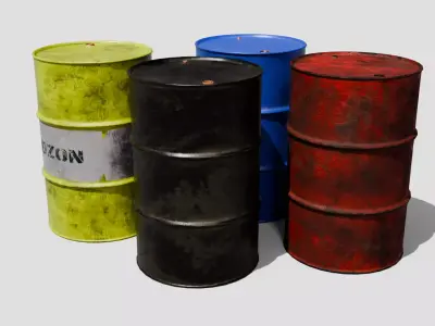 Oil drum set Low-poly 3D model