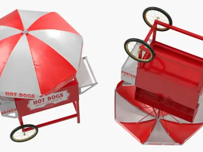 Hotdog and Icecream Street Vending Equipment 3D model