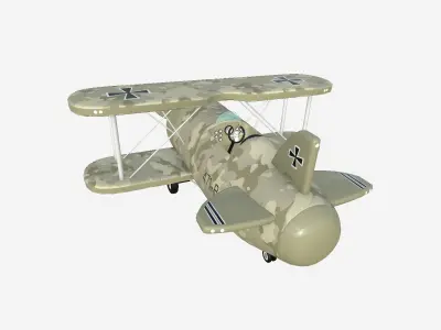 Airplane Cartoon A09 Desert Camouflage - Classic Aircraft Low-poly 3D model