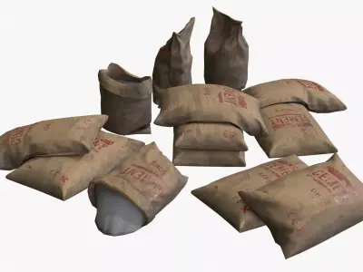 Cement Bags Assets Low-poly 3D model