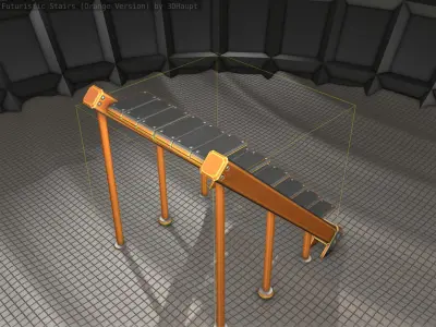 Sci-Fi Stairs - 16 - Orange Version Low-poly 3D model