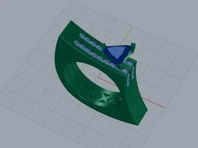 Triangle Ladies Ring 3D model 3D print model