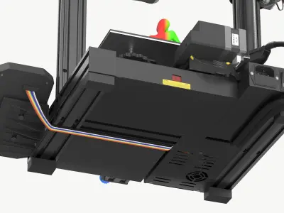 Desktop 3D Printer with Printed Figurine Black 3D model