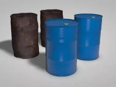 Metal Oil Barrels - 2 Types  2 Materials  3D model