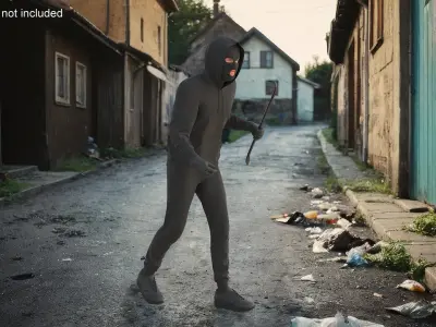 Hooded Thief Figure Stealth Pose 3D model