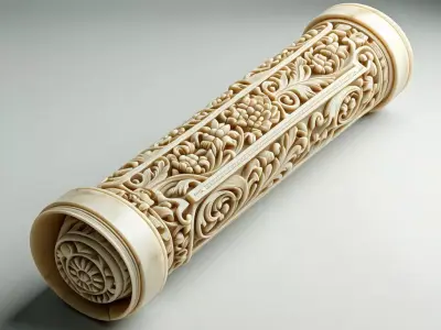 Ornate Carved Cylinder Container Low-poly 3D model