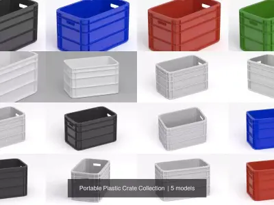 Portable Plastic Crate Collection  3D Model Pack purchase
