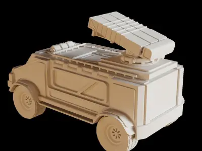 Sci-Fi military car Low-poly 3D model