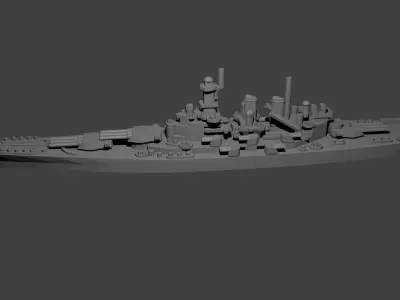 US North Carolina Class Battleship 3D print model