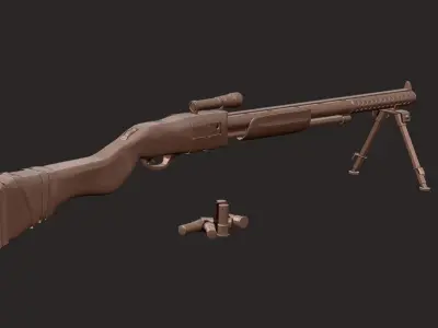 Shotgun Type with Shells 3D model
