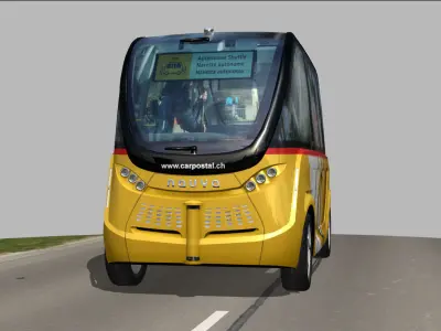 CarPostal driverless electric bus Low-poly 3D model
