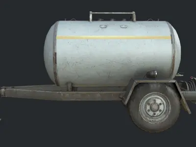 Pbr Small Semitrailer Tanker - Tank  Low-poly 3D model