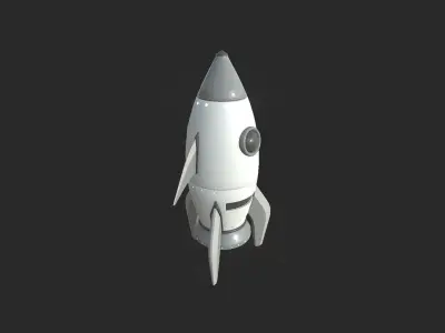 Cartoon Spaceship 06 Black White - Spacecraft Vehicle SciFi Low-poly 3D model
