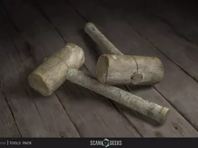Wooden Hammer - Photogrammetry Asset 3D PhotoScan Low-poly 3D model