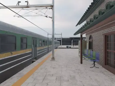 Train Station Scene 3D model