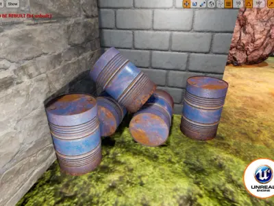 rusty metal barrel blue Low-poly 3D model
