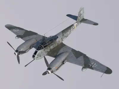 Me-410A1-U4 old war plane flying in sky 3D model