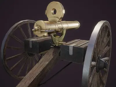 Gutling Gun Colt 1883 Low-poly 3D model