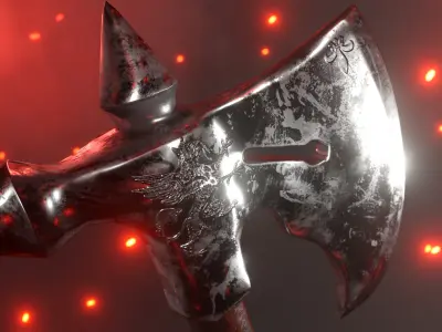 Medieval French battle axe Low-poly 3D model