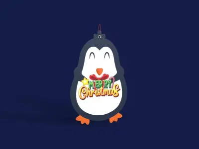 Prop001 Lovely Christmas Penguin Labels Low-poly 3D model