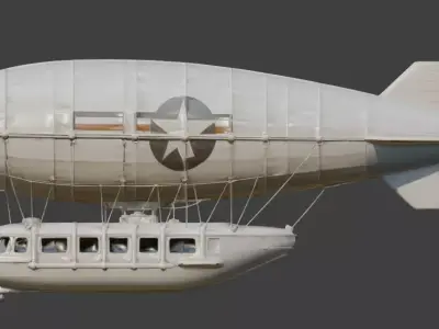 WWII Military Dirigible 3D Model Low-poly 3D model