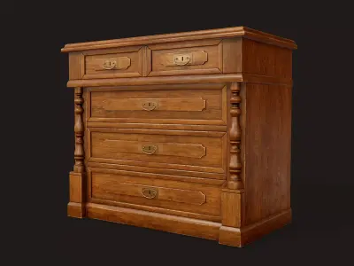 Vintage Dresser - PBR Game Ready Low-poly 3D model