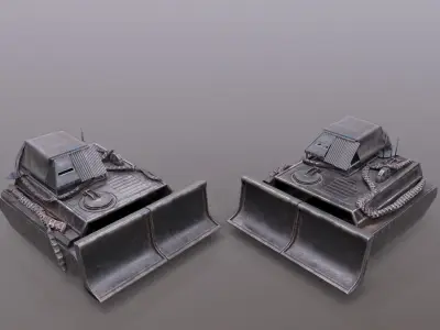Post apocalyptic Tank Low-poly 3D model