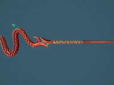 Snake staff Low-poly 3D model purchase