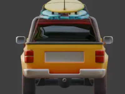 Sunset Beach Surf Truck 3D Model Low-poly 3D model