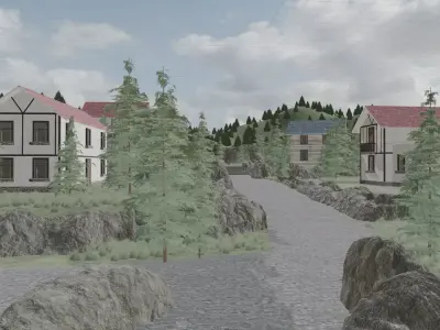 Ancient Hidden Forest Village Semi-Realistic Environment Scene 3D model