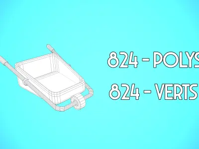 WHEELBARROW CARTOON STYLIZED Low-poly 3D model