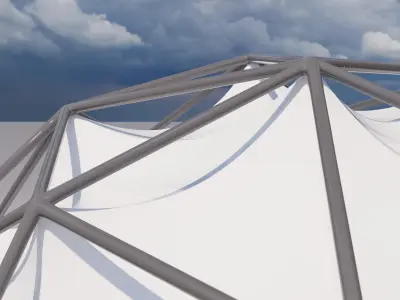 Geodesic Tensile Sphere Structure Parametric Architectural Pavilion 3D model