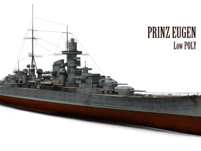 Prinz Eugen Cruiser Low-poly 3D model