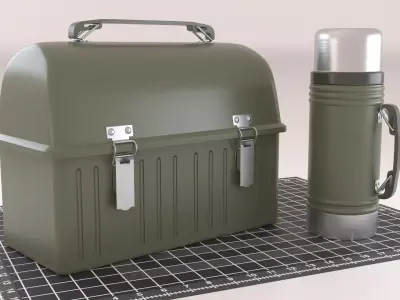 Metal Lunch Box with Thermos 3D model